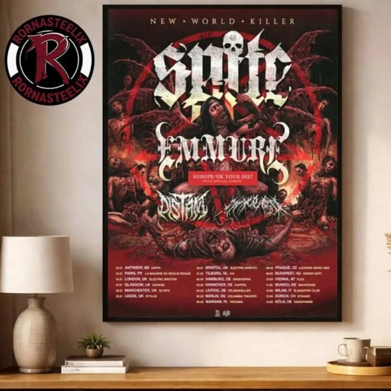 Spite Band New World Killer Europe UK Tour 2027 Schedule Tour Dates Poster Decor Canvas