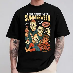 Summer Halloween Shirt Funny T-Shirt, Horror Movie Characters Shirt Cute Summer, Lover Gift Beach Tee