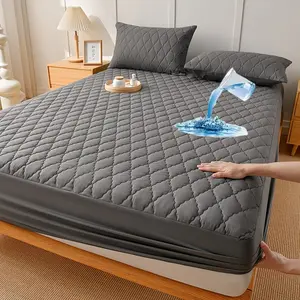 1pc Luxury Waterproof Bed Mattress Protector - Layered Fitted Bed Sheet Cover, Quilted Bedspread Suitable for Single/Double Beds, Machine Washable, Mattress for, Hotel, Dorm - Bed Cover Only (No Pillowcase)