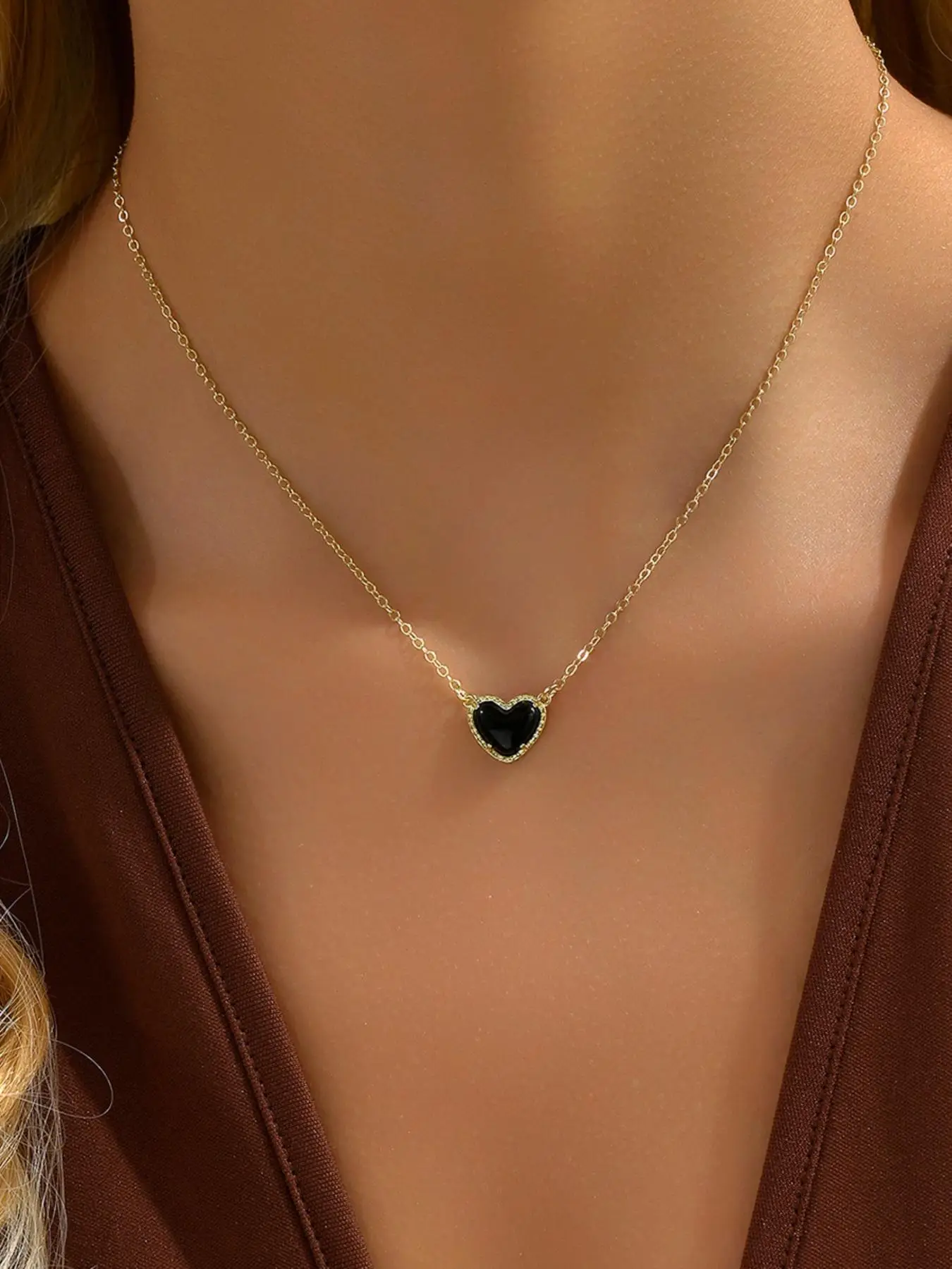 Simple Love Heart Shaped Matching Pendant Necklace for Women for Gift, Heart Charm Necklace, Stainless Steel Jewelry, Casual Streetwear Accessory As G