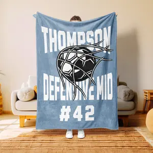 Soccer Blanket with Player Name, Player Number, Player Position, Personalized Soccer Blanket, Gift for Soccer Player Custom Gift