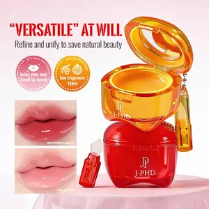 3-in-1 Lip Mask - Hydrating Night Moisturizing Lip Balm (Built-in Mirror & Lip Brush), Pomegranate/Honey Scents, Clean Formula, Suitable for Various Lip Types, Lip Softening Balms