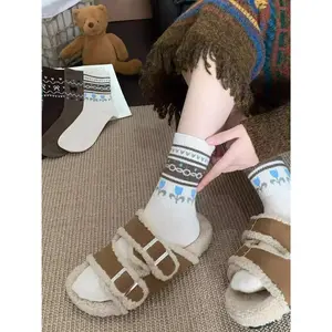 4 Pairs Women’s Vintage Fair Isle Long Socks | Retro Ethnic Style for Fall & Winter