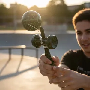 Dual-Color Crack Kendama Set | Iridescent Woodgrain Hand-Eye Coordination Trainer | Professional Wooden Balance Ball Toy | for Beginners & Adults