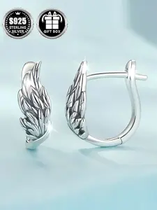 Women's Fashion Ring Earrings S925 Pure Silver Feather Ear Cuff, Gift Box Packaging, Suitable for Daily Commute Party Banquet, Hoop Jewelry