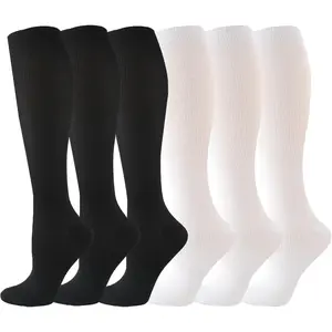 6 Pairs Compression Socks for Women and Men Circulation, 20-30 mmhg Support for Athletic Running, Hiking, Nurse, Recovery