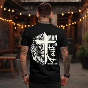 Cotton Short Sleeve  T-Shirt Blessed Is The Man Christian Men Shirt Christian Mens Shirt Bible Verse Shirt Scripture Shirt Gospel Shirt Christian Merch Cross Jesus