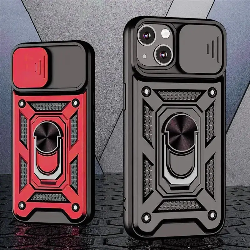 Protective Armor Casing with Magnetic Ring Stand Holder & Shockproof Design for iPhone 17Air,17,16,15,14,13,12,11 Pro Max,X,XR,XS Max,12-13 Mini,7-8 Plus,11 Pro Back Cover Phone Accessories for Handheld Devices