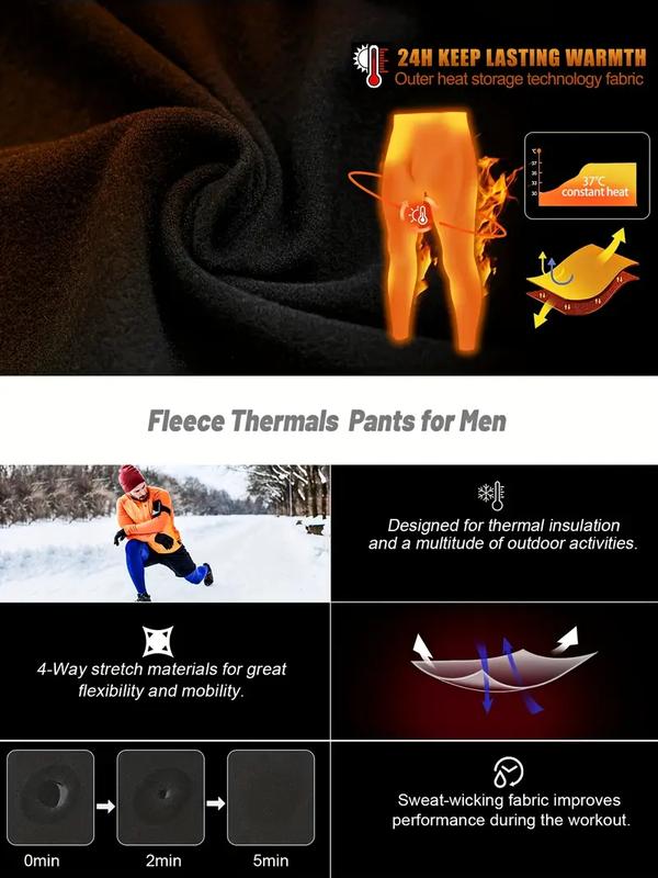 5-Piece Men's Thermal Underwear Set Fleece-Lined Warm Loungewear Menswear for Comfort and Style active  joggers thermal coverall