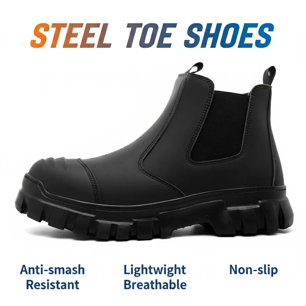 Brown Safety Work Sneakers, Lightweight Steel Toe Protection, Non Slip Grip, Splash Proof Upper and Anti Puncture Sole for Factory, Workshop and Industrial Use