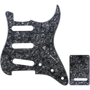 SSS 11 Hole Strat Electric Guitar Pickguard and BackPlate Set for Fender /Mexico Made Standard Stratocaster Modern Style Guitar Parts,4Ply Black