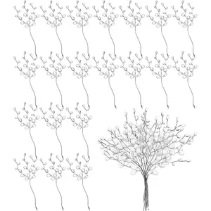 20 Stems Artificial    Ornament Artificial Bouquets  Bead Drops Flower Branches for Wedding DIY Crafts(White)