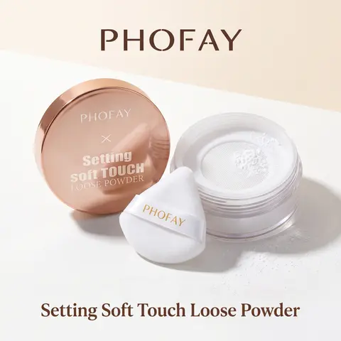 PHOFAY Translucent Loose Setting Powder - Soft Matte Makeup, Flawless Blurred Matte Makeup Product, Oil Control, Waterproof, Sweatproof, T-Zone Shine Tamer, Pore-Blurring, No Flashback, All-Day Wear, Set Bake Powder, Fluffy, All Skin Types Compatible