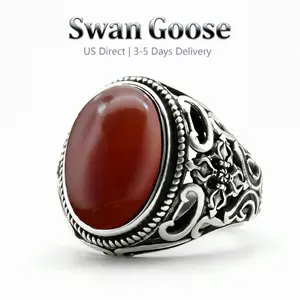 S925 Sterling Silver Obsidian Ring for Women - Natural Red Stone Gothic Wire Wrap, Adjustable Vintage Jewelry, Unique Goth AccessoriesFor Vacation, Daily Wear, Party, Wedding