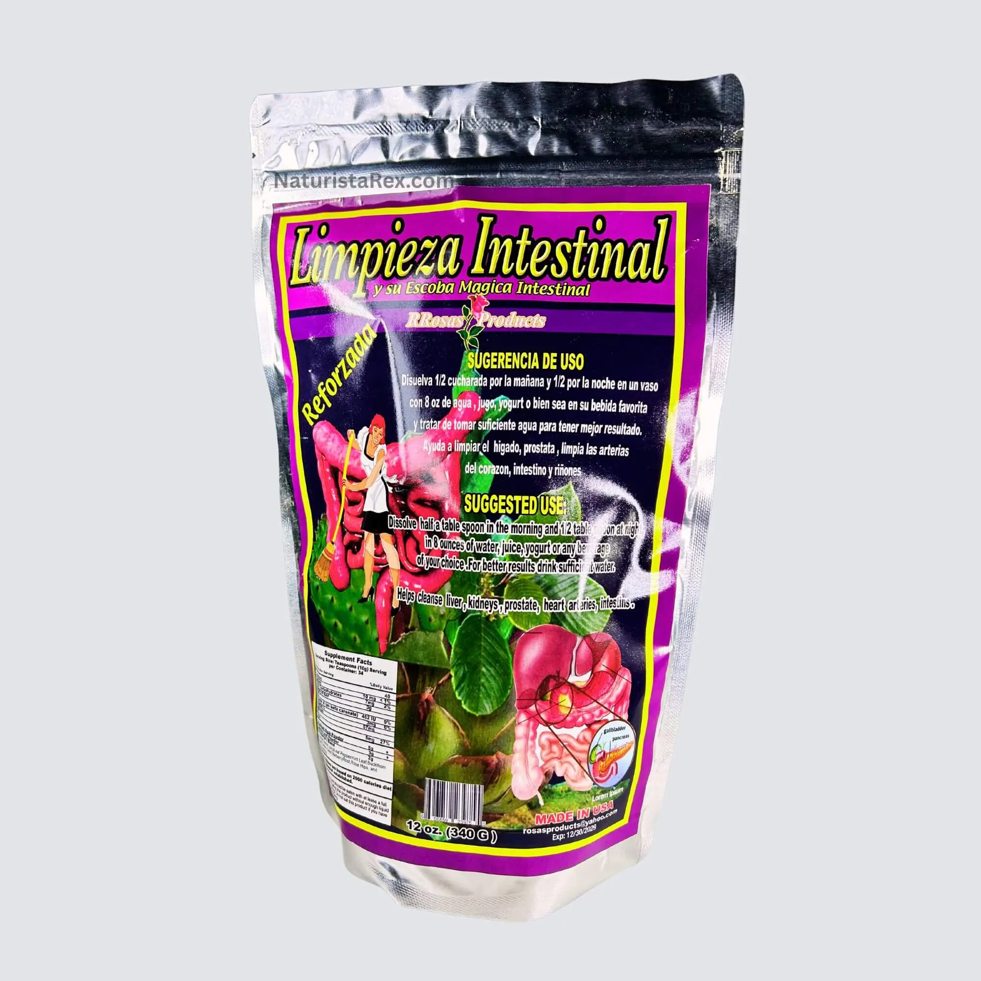 RRosasProducts Limpieza-Intestinal 100% Natural Total Cleanse Powder 12 oz