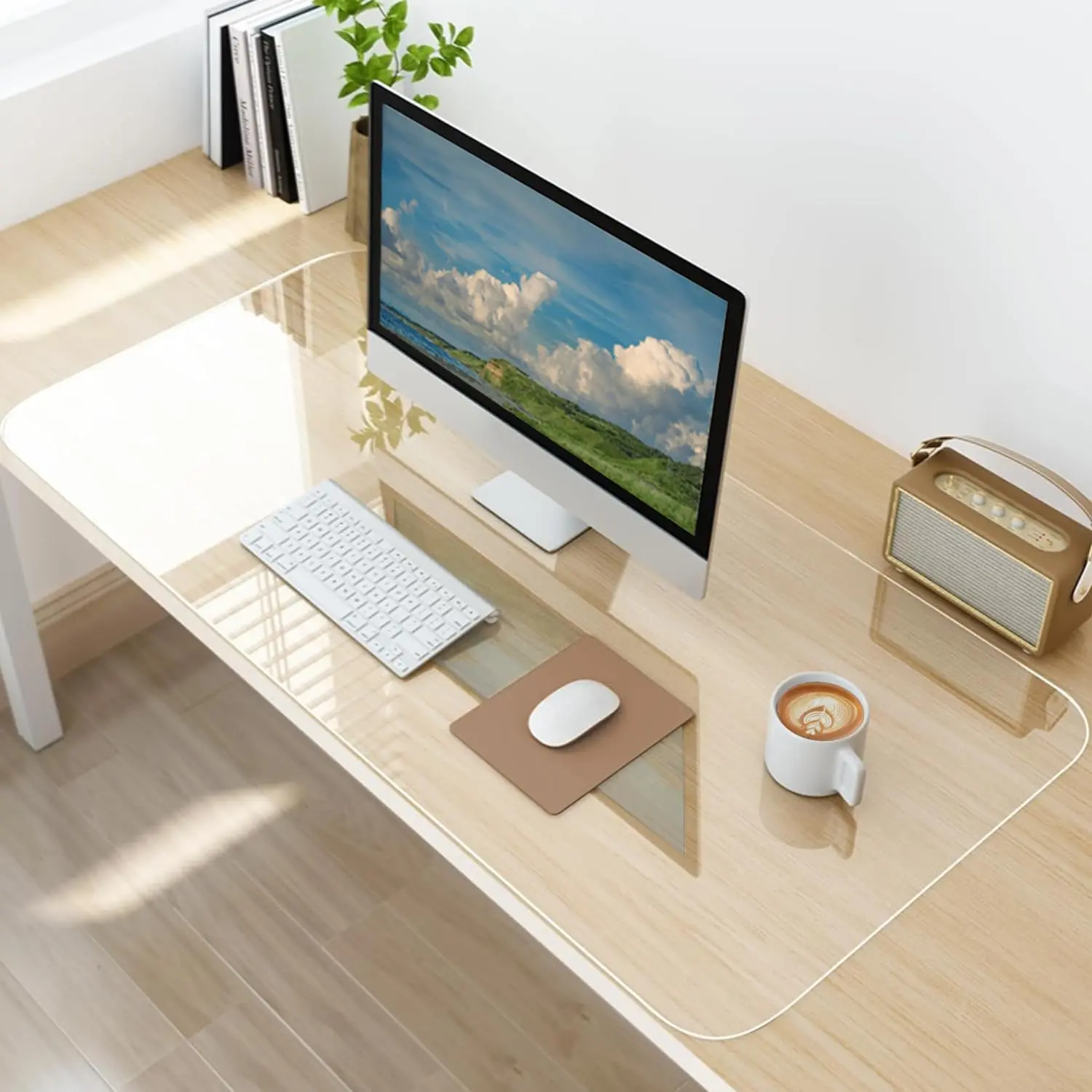 Clear Desk Pad, Desk Protector Mat with Round Edge, Heat Resistant & Waterproof Clear Desk Writing Mat Desk Table Protector for Home and Office