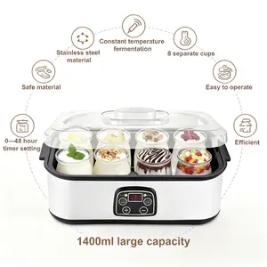 1400ml Yogurt Maker with 8 Glass Jars | Automatic Constant Temperature  | Easy One-Touch Operation