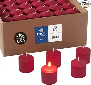 Royal Imports Red Votive Candles, Unscented Premium Dripless Wax, 10 Hour Burn Time, Box of 72, Made in USA for Wedding, Birthday, Holiday, Christmas, Party & Home Decoration