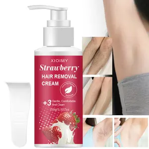 Strawberry Hair Removal Cream, 100g, Gentle Depilatory Solution, Smooth Skin for 3 Months, Instant Hair Removal, Non-Irritating, Suitable for Face, Lips, Armpits, Legs, Arms, Intimate Areas
