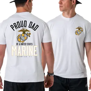 U.S. Marine Corps T-Shirt – Proud Dad of a United States Marine Graphic Tee, Semper Fi Eagle Globe Anchor Design, Soft Cotton Blend Military Apparel, Perfect Gift for Marines & Veterans
