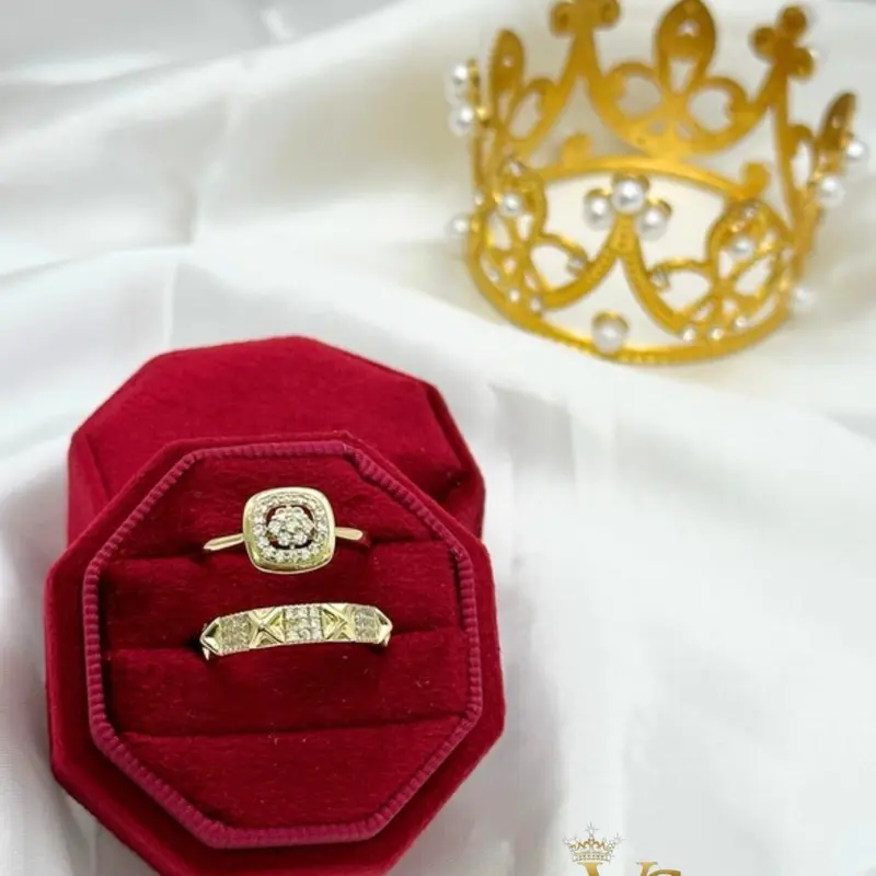 Valdes Luxury | 14K Gold Layered Engagement Ring Set | 2-Piece | Everyday Wear | High Quality