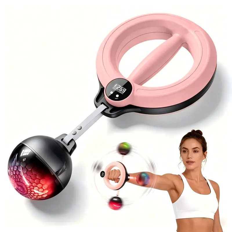 360° Rotating Hand Crank Forearm Trainer, Adjustable Weighted Hoop Ring with Smart LED Display, Grip Strengthener Upper Body Strength Tool, Portable Home Gym Workout Equipment for Arms Shoulders Chest Waist, Fitness Gear for Men & Women#summerfinds