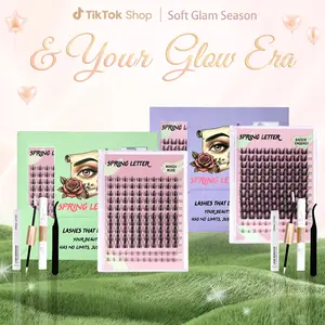 SPRINGLETTER Lash Cluster Kit, Soft Fluffy Lashes, DIY Eyelash Extension Set, Beginner-Friendly, Long-Lasting Waterproof Wear, Bond & Seal Glue Included, Fox Eye Effect Manga Style