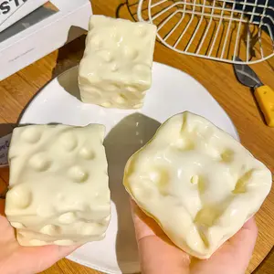 Squishy Cheese Block - Yellow, moldable fidget Toy with Squeeze Feature, Ideal for Play and Relaxation Giant Cheese Squishy - 5/6/7cm Moldable Non-Rebound & Slow Rebound Fidget Toy| Viral ASMR Stress Ball Glutinous