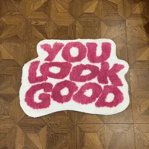 LAKEA You Look Good Tufted Rug Girls Room Decor Gothic Home Decor Bathroom Mats Black Goth Bedroom Kitchen Room Witchy Spooky Gift