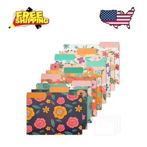 9pcs Decorative File Folders Letter Size, 1/3-Cut Tabs Plastic File Folders