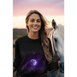 Galaxy Moon Sweatshirt, Space Nebula Pullover, Celestial Crewneck Jumper, Lunar Universe Sweater, Cosmic Starry Night Top