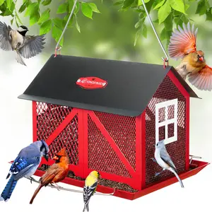Kingsyard Metal Bird Feeder for Outdoors Hanging 2-in-1 with Seed Tray & Perch 5 lb Capacity for Cardinal Chickadee Finch Multi-Seed Compatibility Durable Anti-Rust Finish
