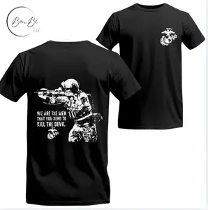 U.S. Marine Corps Sniper T-Shirt, Bold Soldier with Rifle Graphic and Kill the Devil Quote, Soft Cotton Blend Tactical