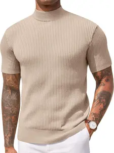 COOFANDY Men's Mock Turtleneck Sweater Short Sleeve Casual Basic Tops Ribbed Knit Pullover Solid Tee COOFANDY Men's Mock Turtleneck Sweater Short Sleeve Casual Basic Tops Ribbed Knit Pullover Solid Tee