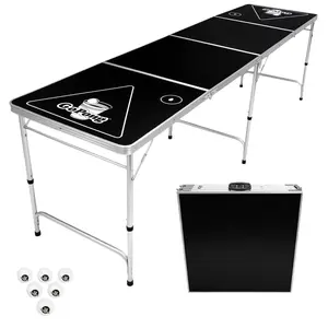 GoPong 8-Foot Portable Folding Beer Pong / Flip Cup Table (6 balls included)