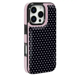 Classic polka dot pattern, made of durable TPU, including card slots, and providing various functional features, suitable for bank and transportation cards, suitable for iPhone 17 16 15 14 13 12, Samsung and other series models