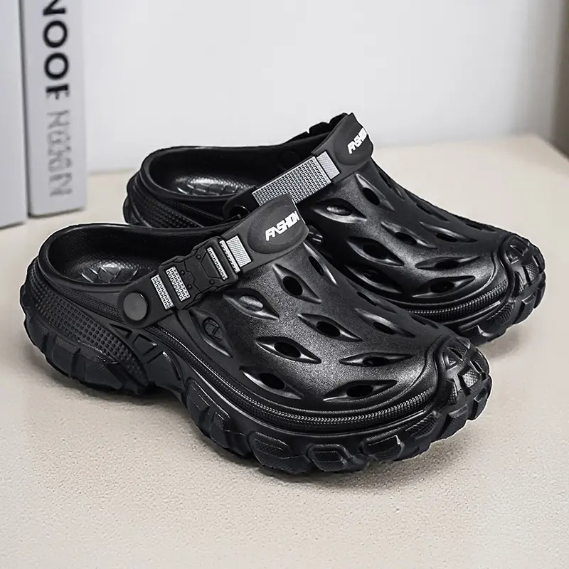 Men’s Summer Closed-Toe Beach Clogs, New Style, Wearable Outside, Thick Non-Slip Sole, Odor Resistant, Soft and Comfortable