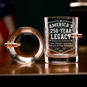 America’s 250-Year Legacy Bullet Whiskey Glass – Patriotic Freedom Glass Gift For Dad & Whiskey Lovers