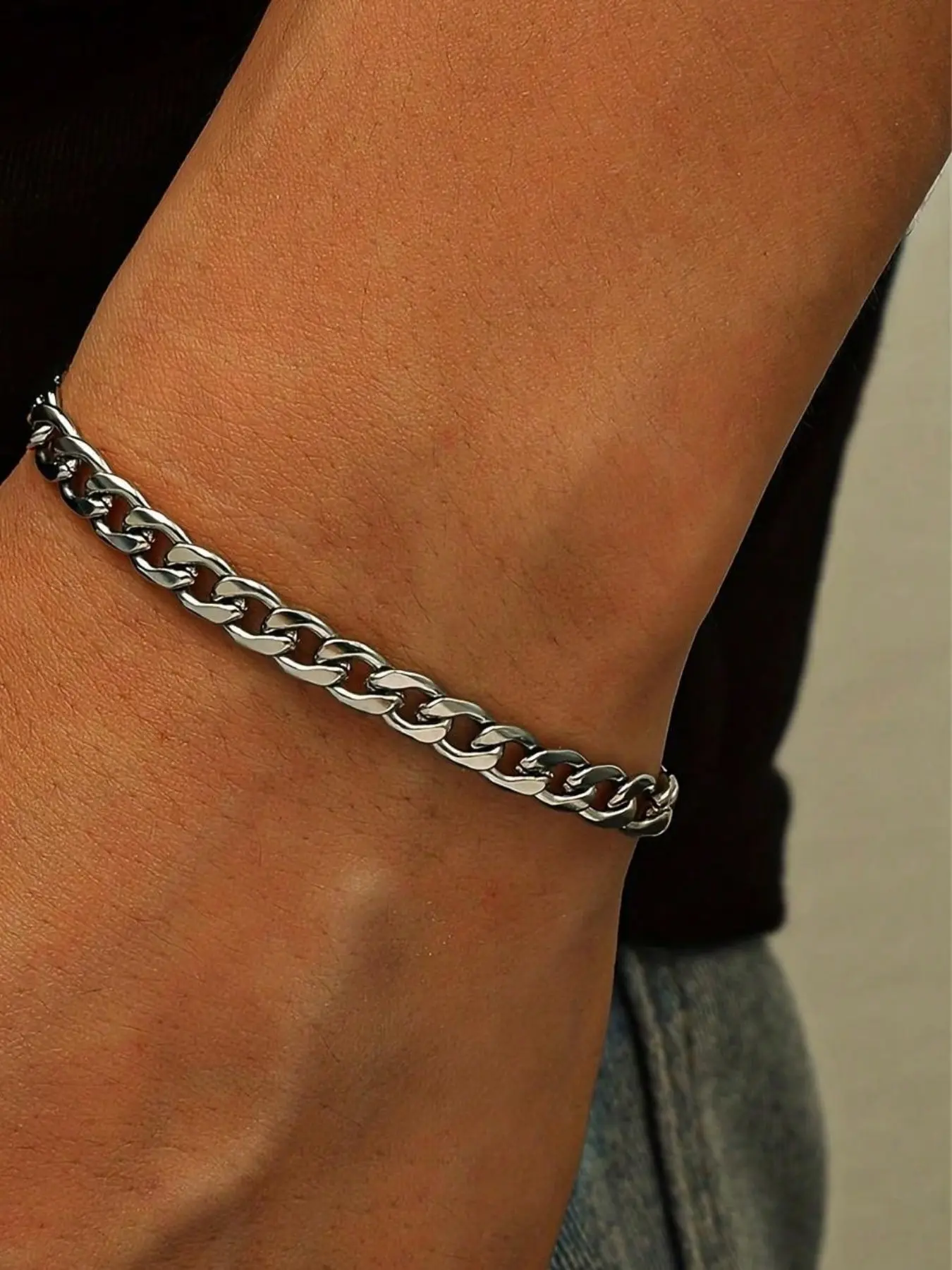 Men's Minimalist Chain Bracelet, Stainless Steel Bracelet, Fashionable Bracelet Style, Fashion Jewelry for Party, Daily Clothing Decor, Jewelry for Birthday Gift, Fashion Jewelry Accessories