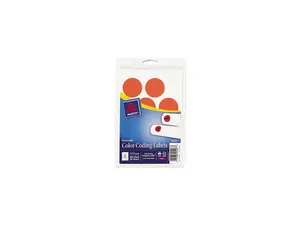 Avery 05497 Print or Write Removable Color-Coding Labels, 1-1/4in dia, Neon Red, 400/Pack