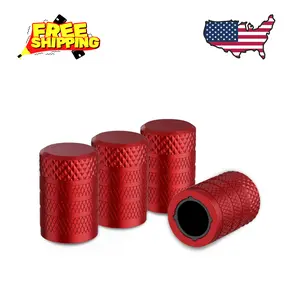 Anodized Aluminum  Tire Valve Stem Caps, Red, 4 pcs/Pack