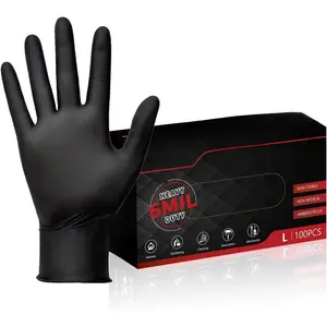 Heavy Duty Nitrile Gloves 6mil 100 Count Black Disposable Cooking Latex Free Powder Free Touchscreen Compatible for Industrial Auto Repair Food Processing Gardening Salon - Cleaning food  handler magic cloths