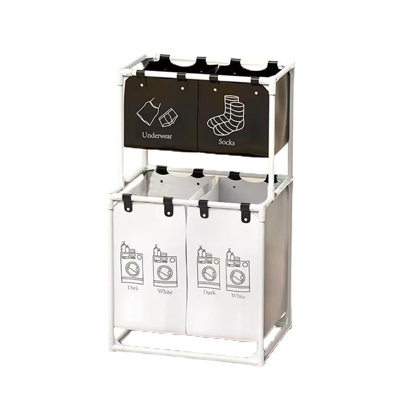 2-3 Layer Laundry Basket with Detachable Fabric Box, Independent Hanging Sorter, Foldable Laundry Organizer for Bedroom, Bathroom, Dormitory