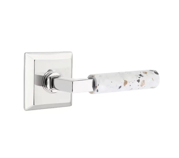 Emtek 8531.RASRG.MRGN Select Dummy , Quincy Rosette , R-Bar Stem , Green Marble Handle