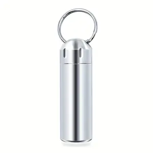 Shd Waterproof Keychain Pill Box, Single Compartment Stainless Steel Medicine Storage Case, Ideal for Outdoor Travel Camping
