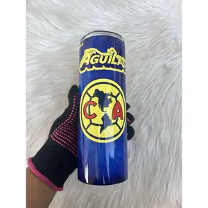 Club America Tumbler 20 oz Skinny Cup Mug Stainless Steel, Futbol Lover Tumbler, Soccer Fans Souvenir, Gifts for Him