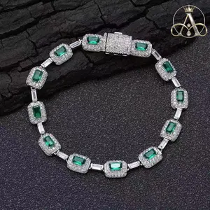 Aurelia Crest Hip Hop 7MM Red Gemstone Bracelet For Women Diamond Sparkling Brass Moissanite Bracelet For men Simple Fashionable