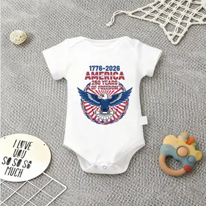 250Years USA 1776-2026 Independence Day Baby Babysuit - Cute Baby breathable outfits, baby perfect Short Sleeve Onesies Romper For Infant, Newborn Humor Clothes for Boys Girls, Soft Casual Outfit, Outdoor 100% Cotton Triangle Jumpsuit