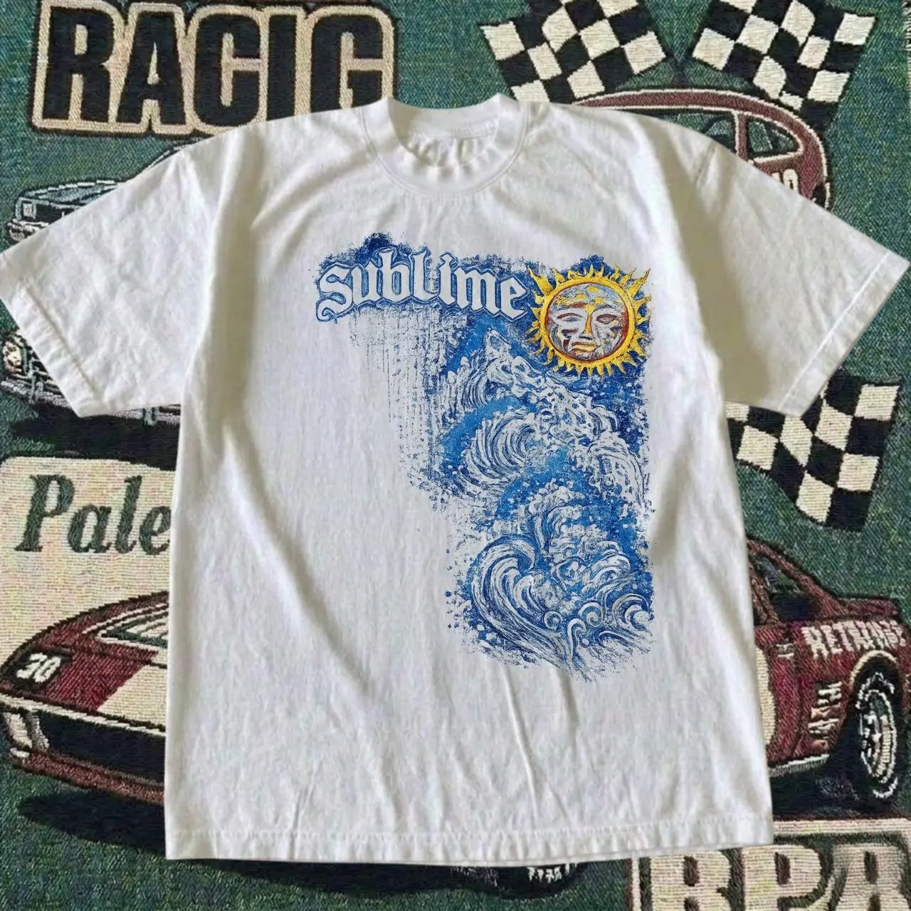 Sublime Graphic T-shirt Retro 40oz to Freedom Sun Wave Printed Tee, Vintage 90s Reggae Ska Music Merch Cotton Shirt, Oversized Top