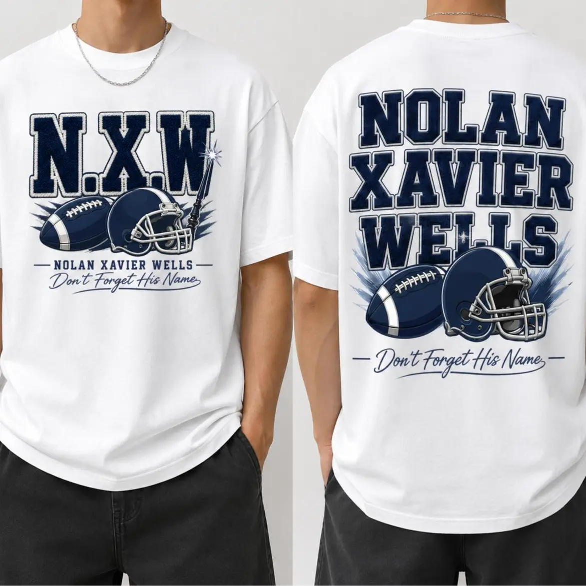 Nolan Xavier Wells Shirt, Dont Forget His Name T-Shirt, NXW Vintage Sports Graphic Tee, American Football Fan Oversized Heavyweight Cotton
